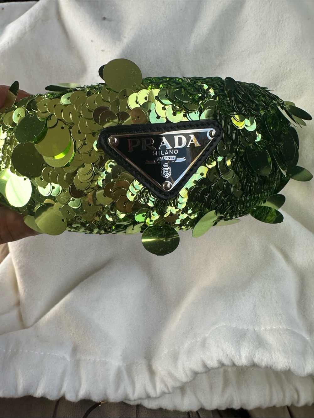 Prada Green Sequin Logo headband